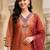 women ethnic motifs embroidered regular thread work kurta with trousers & with dupatta