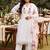 women floral embroidered regular beads and stones kurta with trousers & with dupatta