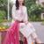 women ethnic motifs embroidered regular thread work cotton kurta with trousers & with dupatta
