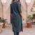 women ethnic motifs embroidered regular thread work kurta with trousers