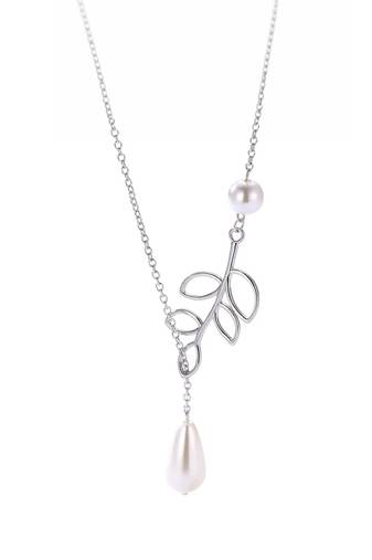 Pure 925 silver pearl with leaf pendant for women