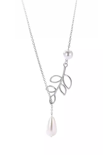 Pure 925 silver pearl with leaf pendant for women