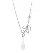 Pure 925 silver pearl with leaf pendant for women