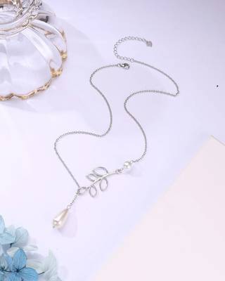 Pure 925 silver pearl with leaf pendant for women 5