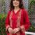 women ethnic motifs embroidered regular thread work kurta with palazzos
