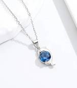 Pure 925 silver blue stone dolphin pendant for women