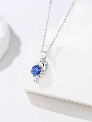 Pure 925 silver blue stone dolphin pendant for women 3
