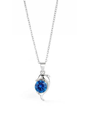 Pure 925 silver blue stone dolphin pendant for women 4