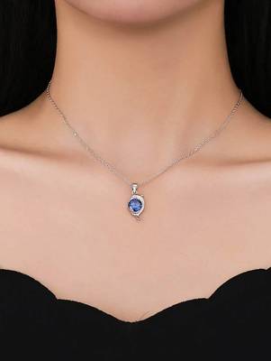 Pure 925 silver blue stone dolphin pendant for women 5