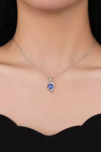 Pure 925 silver blue stone dolphin pendant for women