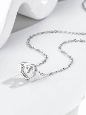 Pure 925 silver geometrical heart pendant for women 1