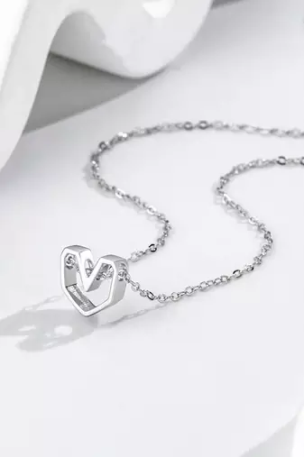 Pure 925 silver geometrical heart pendant for women