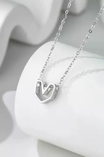 Pure 925 silver geometrical heart pendant for women