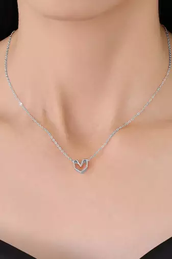 Pure 925 silver geometrical heart pendant for women