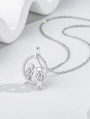 Pure 925 silver love birds pendant for women 1