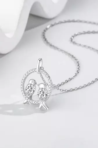Pure 925 silver love birds pendant for women