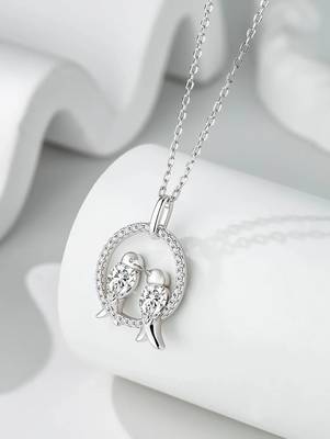 Pure 925 silver love birds pendant for women 2
