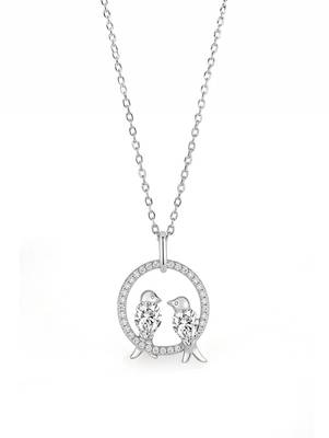 Pure 925 silver love birds pendant for women 3