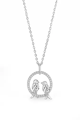 Pure 925 silver love birds pendant for women