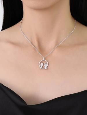 Pure 925 silver love birds pendant for women 4