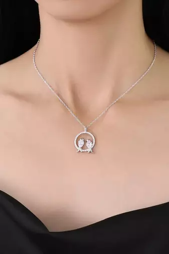 Pure 925 silver love birds pendant for women