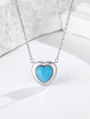 Pure 925 silver blue whisper heart pendant for women 2