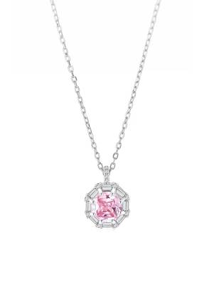 Pure 925 silver pink radiance octagon pendant for women 1