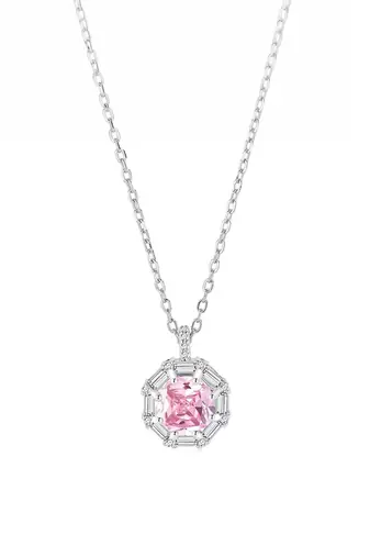 Pure 925 silver pink radiance octagon pendant for women