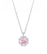 Pure 925 silver pink radiance octagon pendant for women