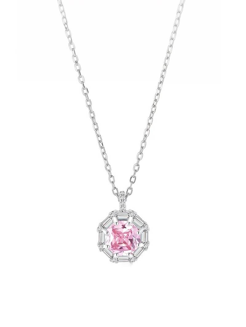 Pure 925 silver pink radiance octagon pendant for women