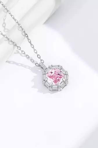 Pure 925 silver pink radiance octagon pendant for women