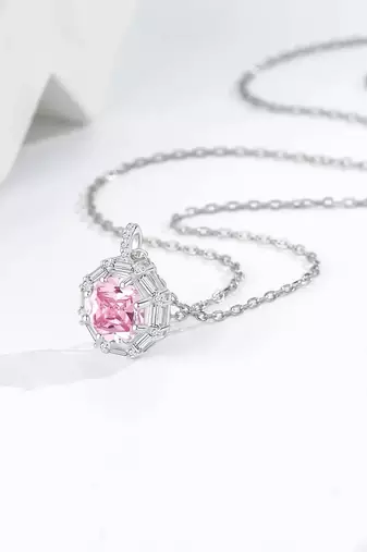 Pure 925 silver pink radiance octagon pendant for women