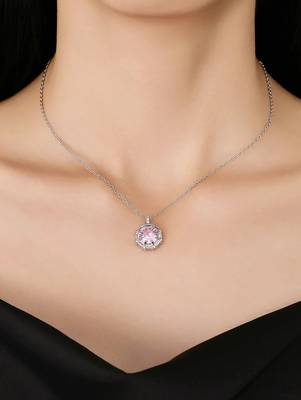 Pure 925 silver pink radiance octagon pendant for women 5