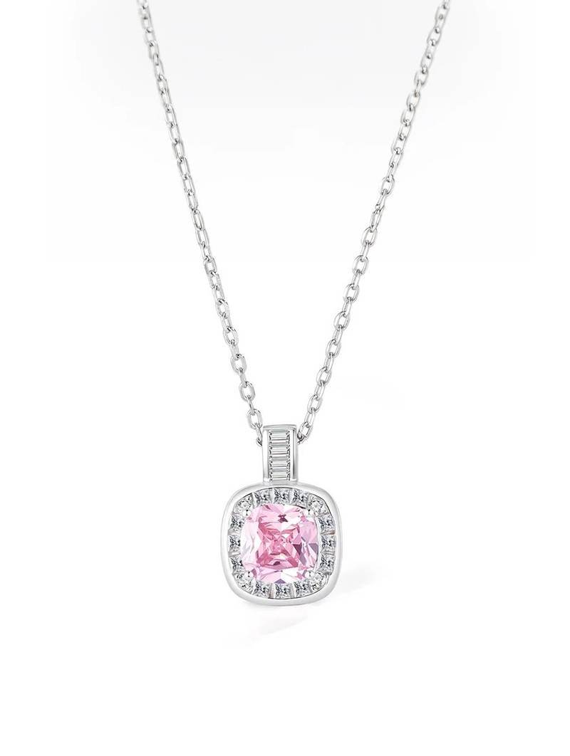 Pure 925 silver pink luke halo pendant for women