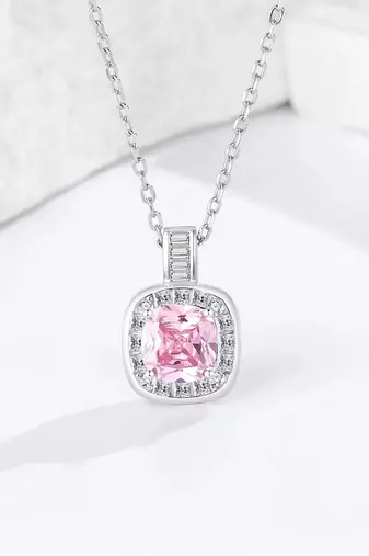 Pure 925 silver pink luke halo pendant for women