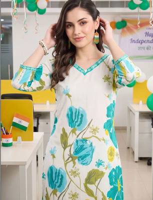 women floral printed regular cotton kurta with trousers & with dupatta 2