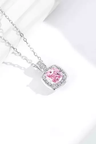 Pure 925 silver pink luke halo pendant for women