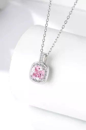 Pure 925 silver pink luke halo pendant for women