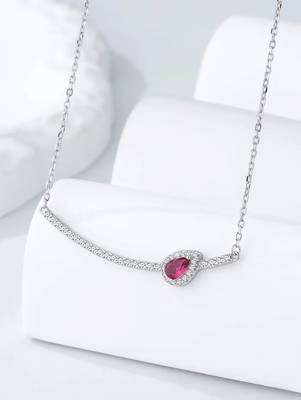 Pure 925 silver pink leaf charm pendant for women 4