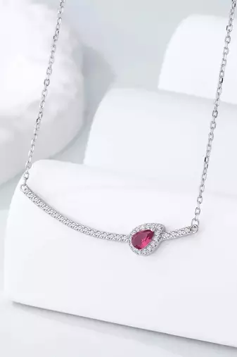 Pure 925 silver pink leaf charm pendant for women