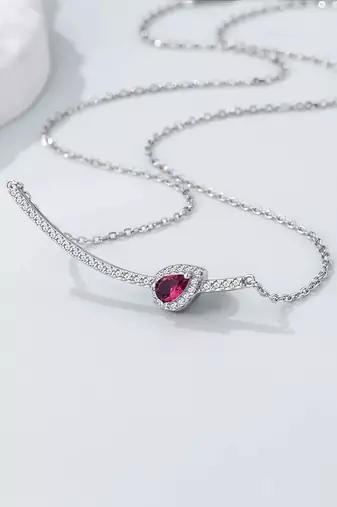Pure 925 silver pink leaf charm pendant for women