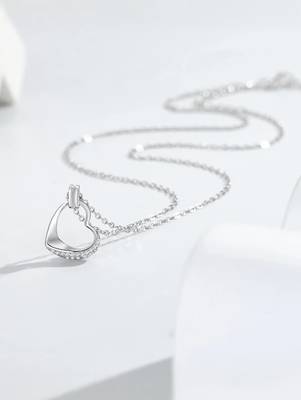 Pure 925 silver serenity heart halo pendant for women 3