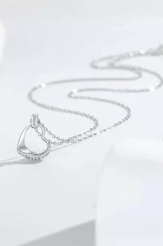Pure 925 silver serenity heart halo pendant for women