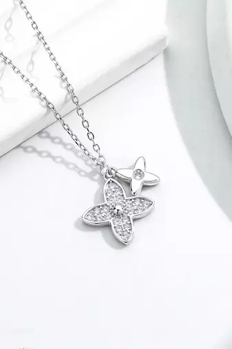 Pure 925 silver dainty flower motifs pendant for women