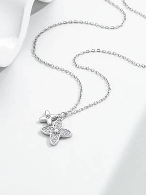Pure 925 silver dainty flower motifs pendant for women 2