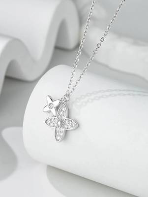 Pure 925 silver dainty flower motifs pendant for women 3