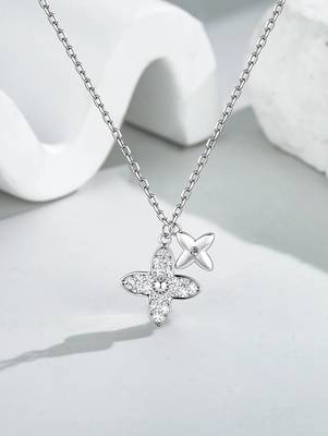 Pure 925 silver dainty flower motifs pendant for women 4
