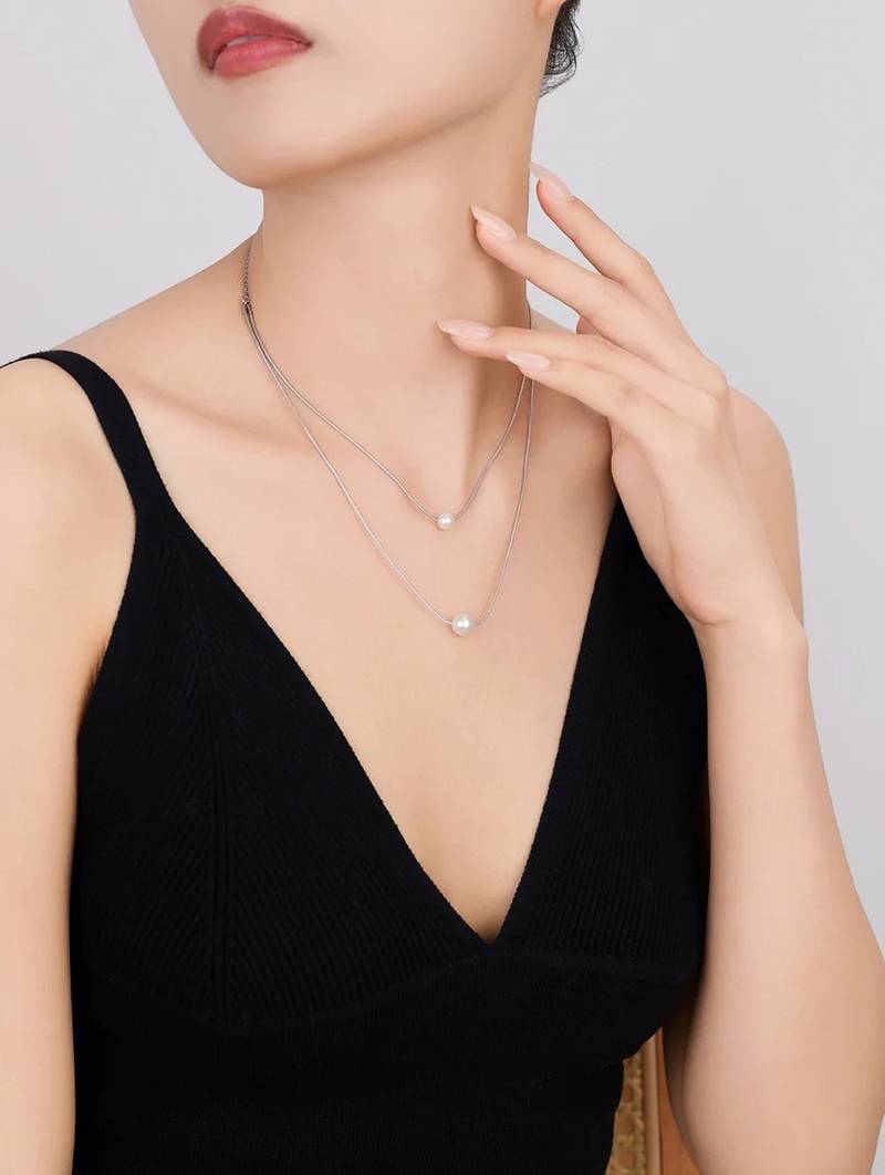 Pure 925 silver double force pearl pendant for women