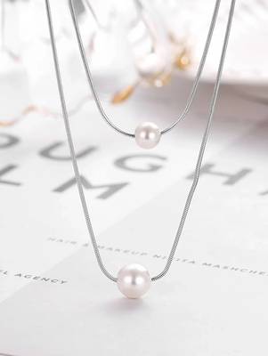 Pure 925 silver double force pearl pendant for women 2