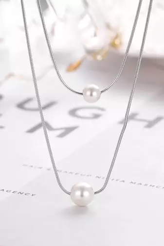 Pure 925 silver double force pearl pendant for women